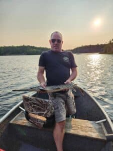 Early July French River Longnose Gar caught in the shallows by Steve Atchison.
